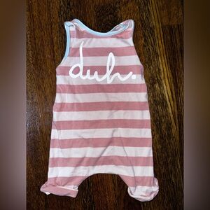 Rags to raches Striped Pink and White Baby Romper one piece 6-12 months Duh 2016